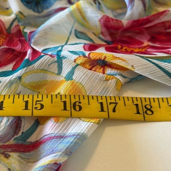 Calvin Klein White Floral Print Faux Wrap Flutter Slv Dress Sz 4 Fairycore - Picture 11 of 14